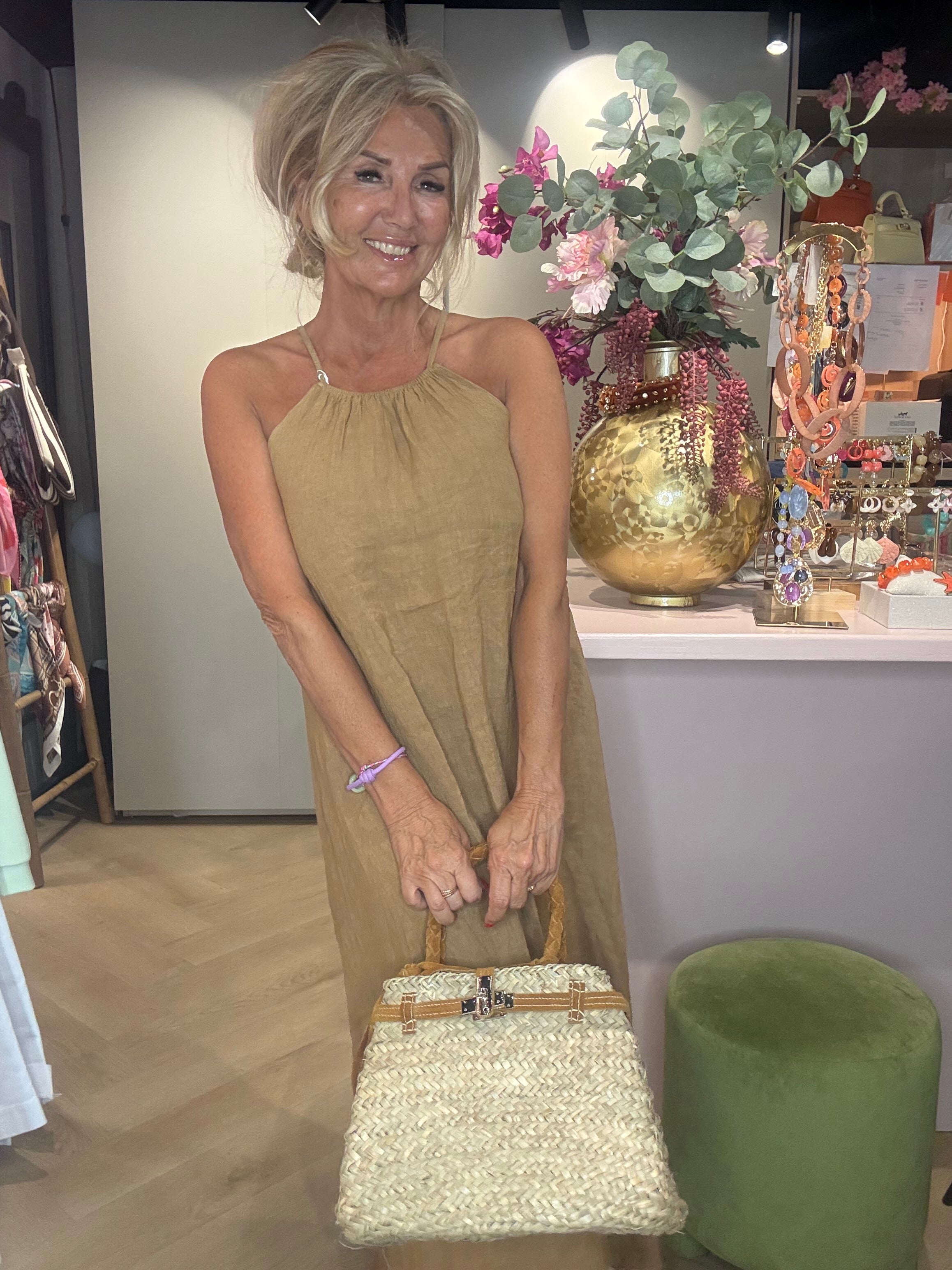 Linnen jurk cognac St Barths